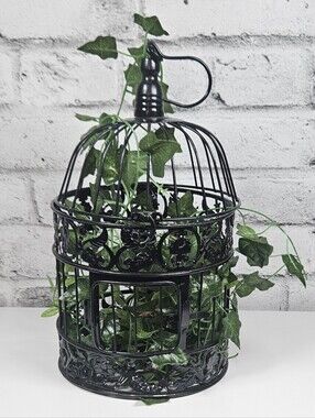 Vintage Black Metal Birdcage Decorative Planter Wedding Centerpiece Decor